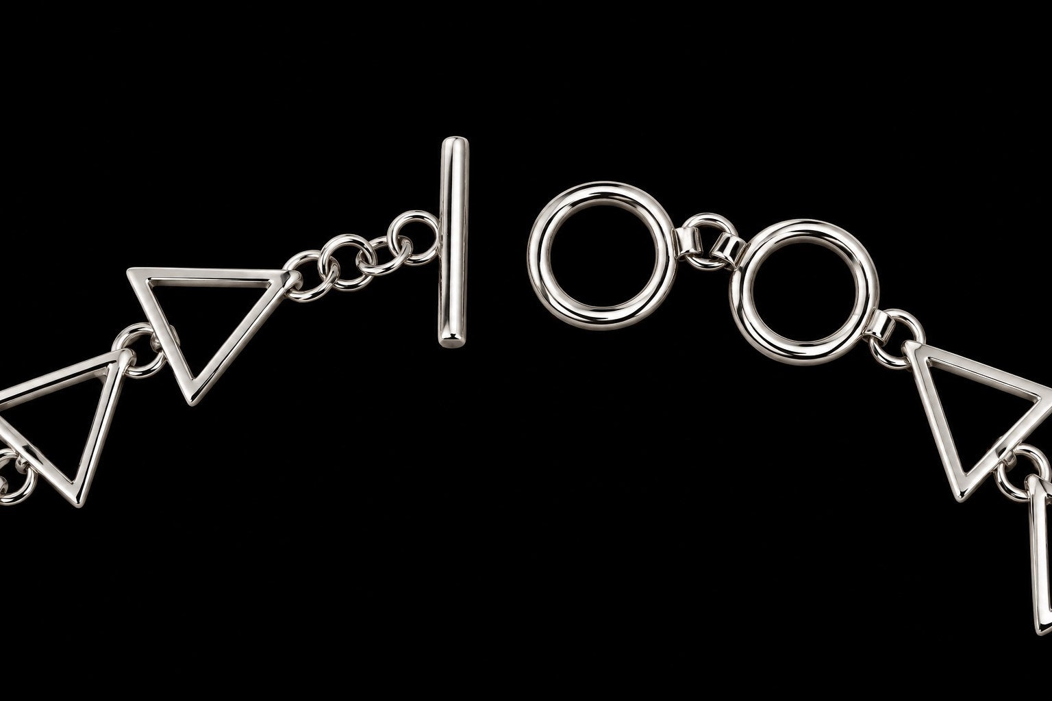 Sterling Silver Coin Pearl & Open Triangle Necklace 894014 — fourth view