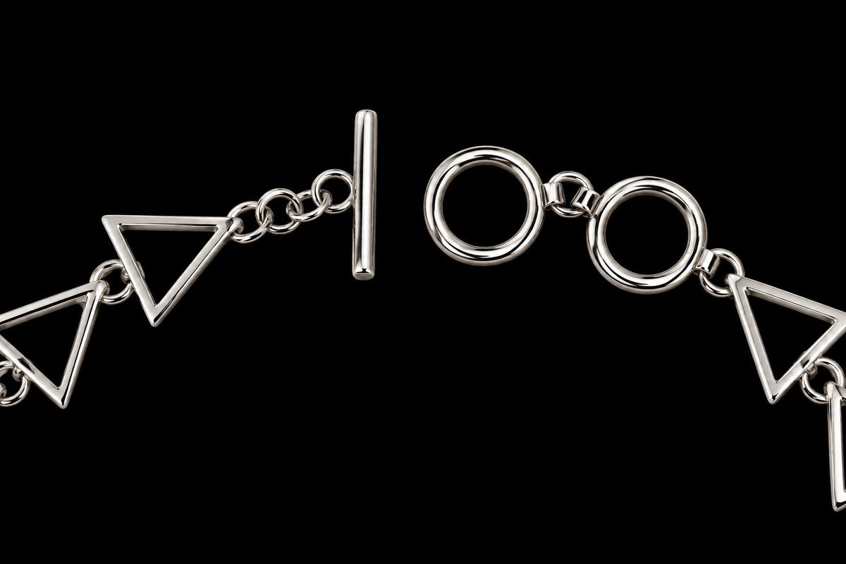 Sterling Silver Coin Pearl & Open Triangle Necklace 894014 — fourth view