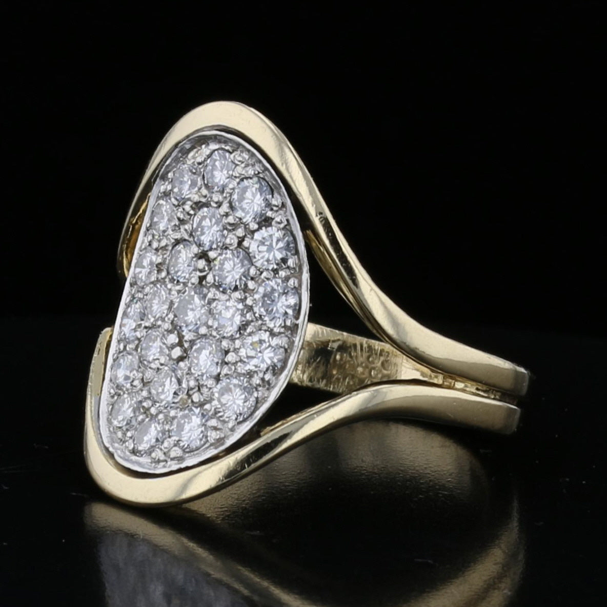 Vintage Oval Gold Diamond Cluster Ring