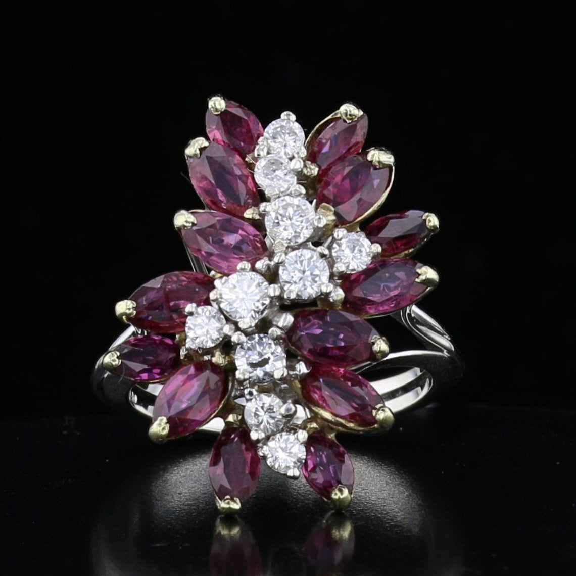Vintage Ruby & Diamond Marquise Cocktail Ring