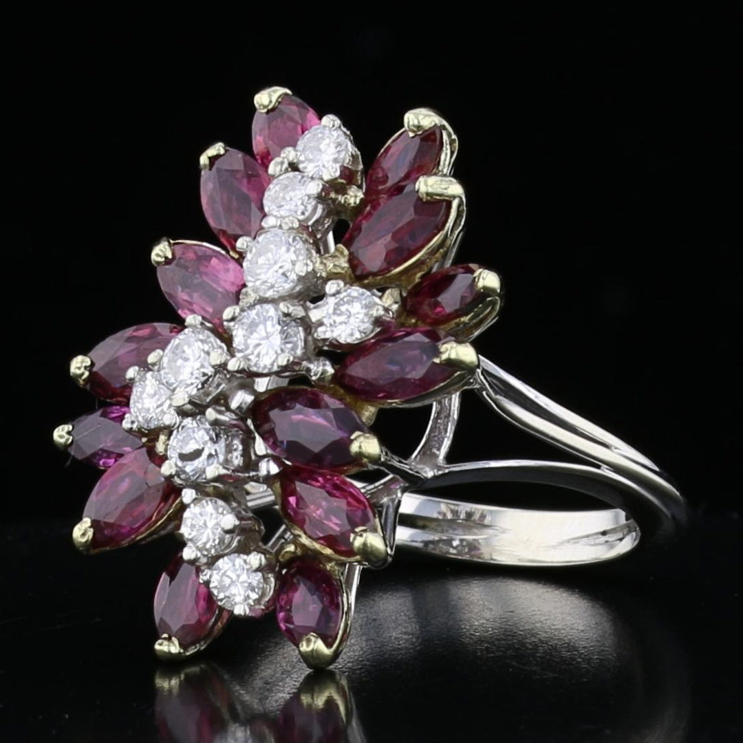 Vintage Ruby & Diamond Marquise Cocktail Ring