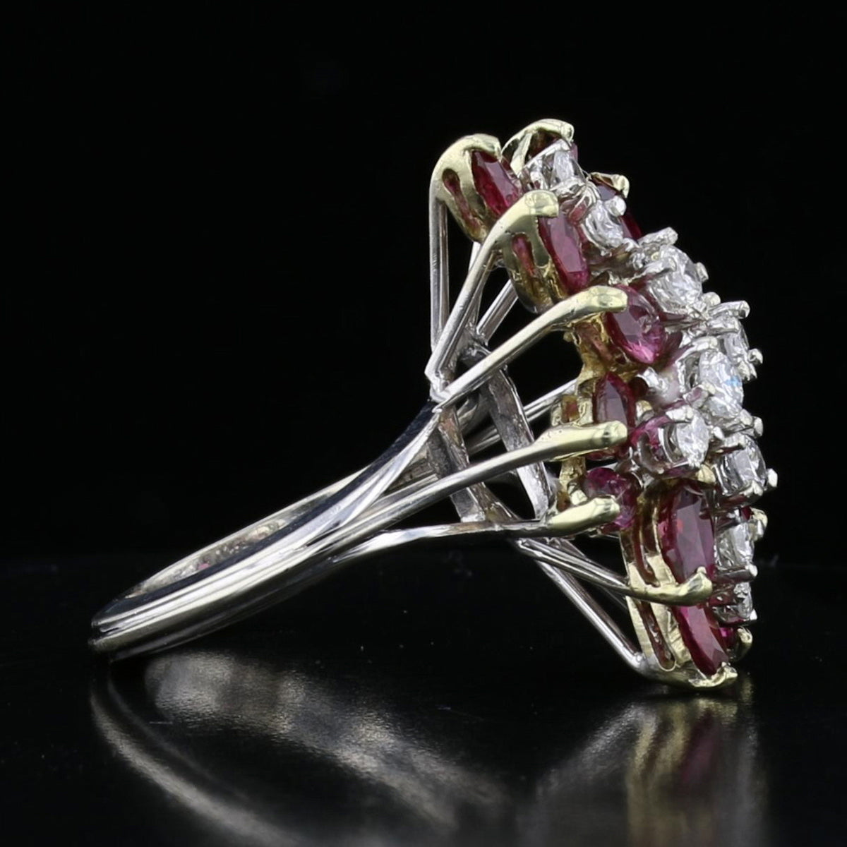 Vintage Ruby & Diamond Marquise Cocktail Ring
