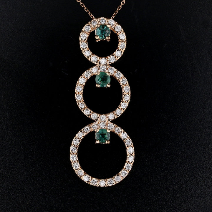 Alexandrite & Diamond Triple Halo Necklace