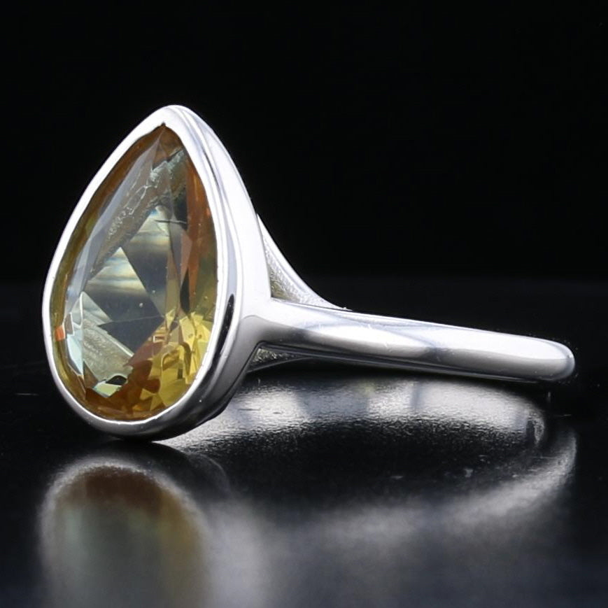 Sterling Silver Bezel VooDooStone Pear Shape Ring