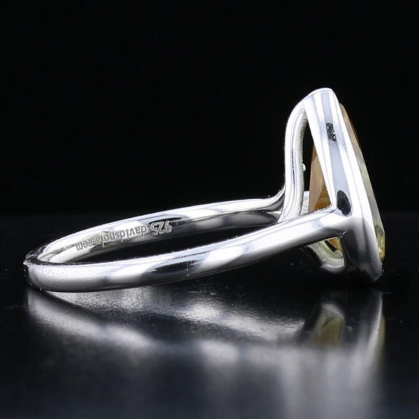 Sterling Silver Bezel VooDooStone Pear Shape Ring