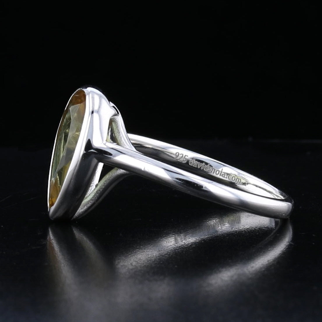 Sterling Silver Bezel VooDooStone Pear Shape Ring