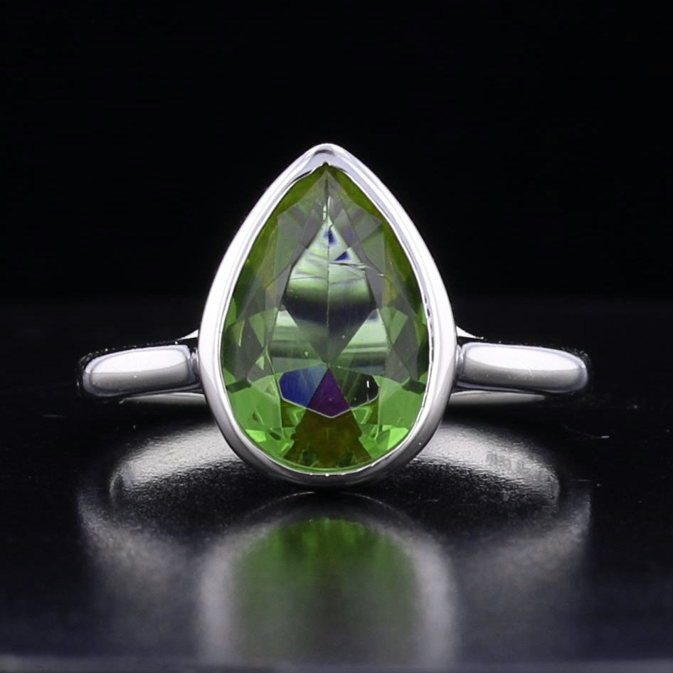 Sterling Silver Bezel VooDooStone Pear Shape Ring