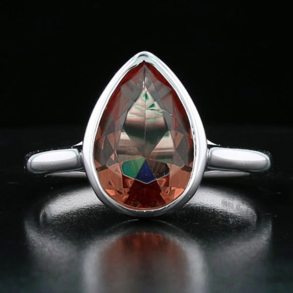 Sterling Silver Bezel VooDooStone Pear Shape Ring