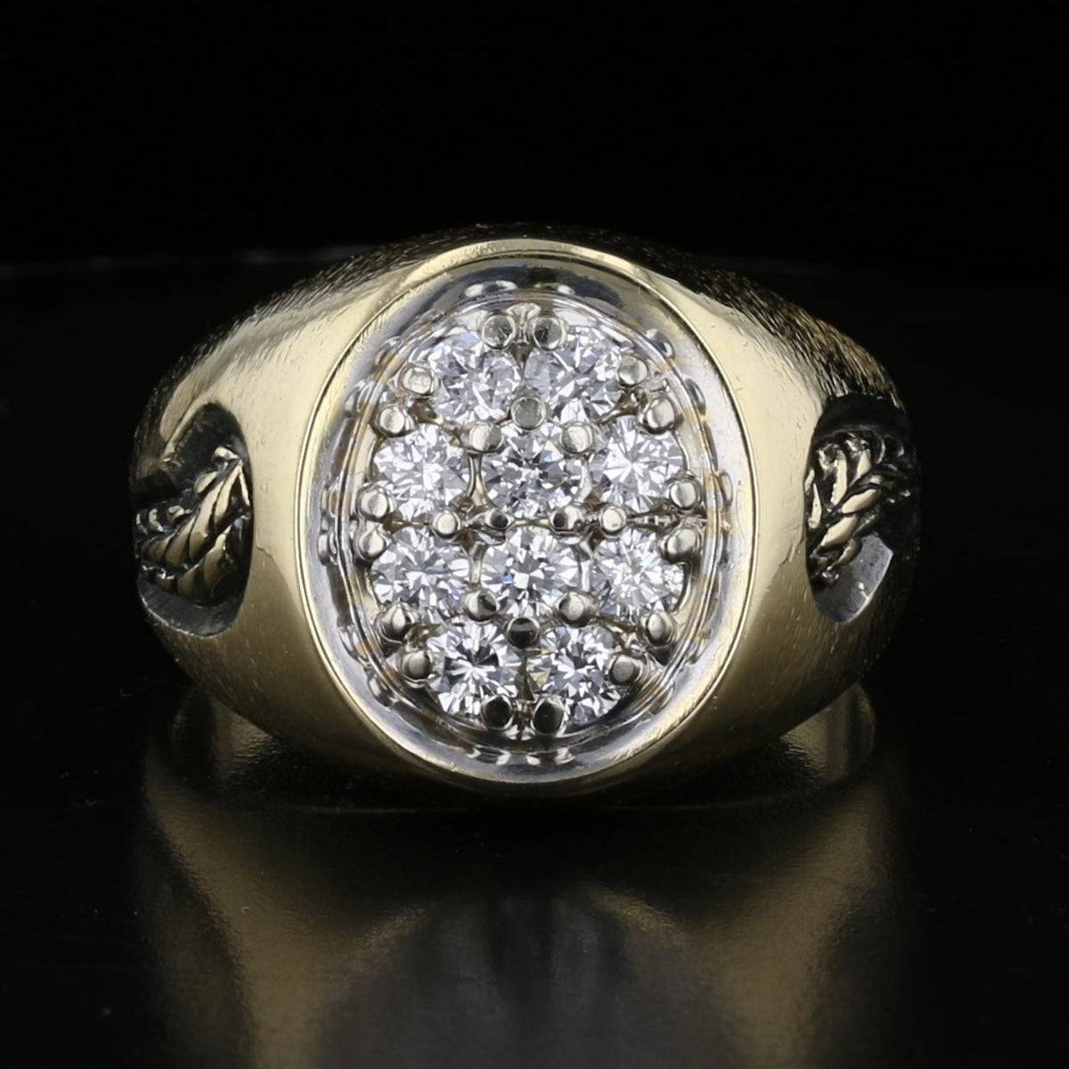 Vintage 14K Gold Diamond Cluster Ring 1.4ct