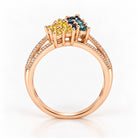 14K Rose Gold Blue & Yellow Diamond Cluster Ring, Size 7 894296 — third view