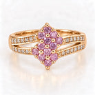14K Yellow Gold Pink Diamond Cluster Ring, Size 7 894310 — main view