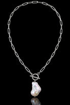 Baroque Pearl Drop Necklace on Sterling Silver Paperclip Chain 894622 — main view