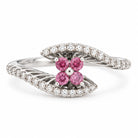 14K White Gold Pink Diamond Flower Swirl Ring 894641 — main view