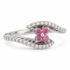 14K White Gold Pink Diamond Flower Swirl Ring 894641 — second view