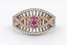 14K White & Rose Gold Pink Diamond Flower Ring 894650 — main view