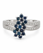 14K White Gold Blue Diamond Cluster Ring with White Diamonds 894657 — main view