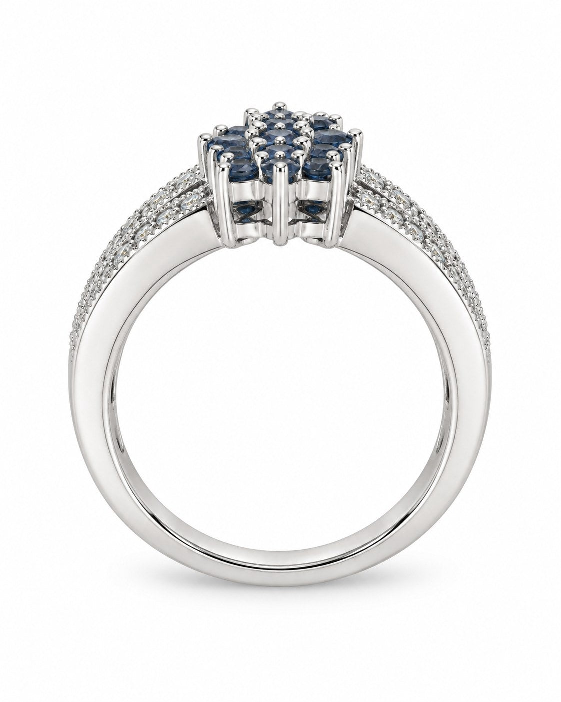 14K White Gold Blue Diamond Cluster Ring with White Diamonds 894657 — third view