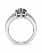 14K White Gold Blue Diamond Cluster Ring with White Diamonds 894657 — third view