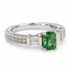 14K White Gold Tsavorite & Diamond Ring with Baguettes 894755 — second view