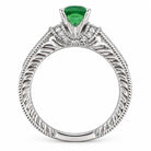 14K White Gold Cushion Tsavorite & Diamond Ring, Engraved Band 894758 — third view