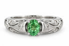 14K White Gold Oval Tsavorite & Diamond Filigree Ring 894760 — main view