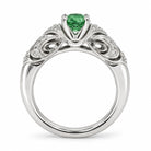 14K White Gold Oval Tsavorite & Diamond Filigree Ring 894760 — second view