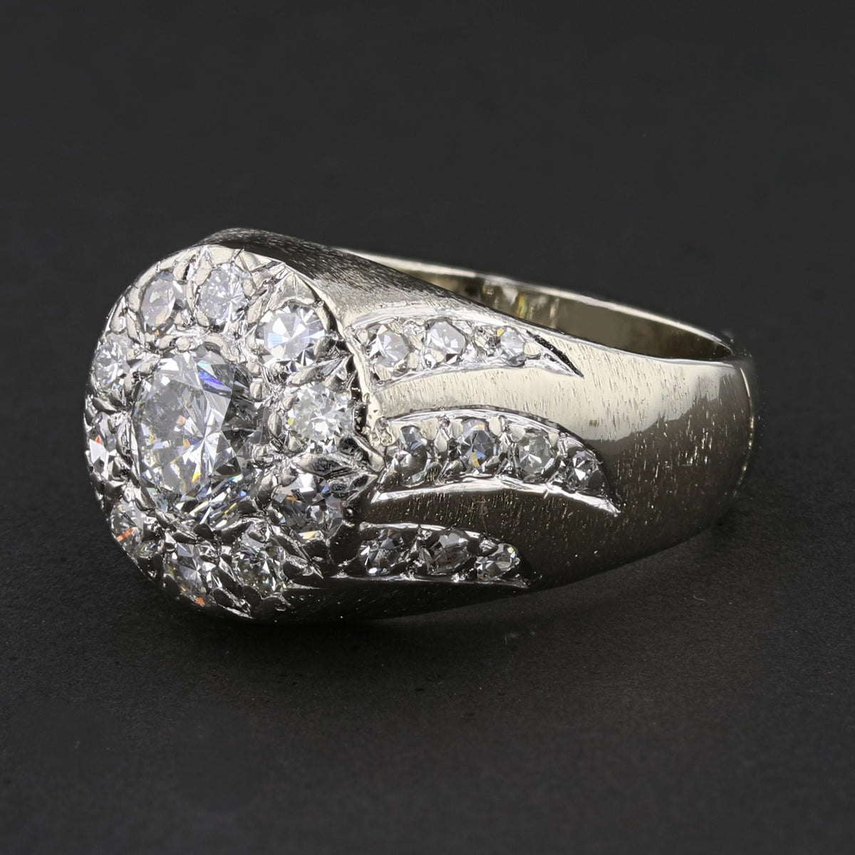 14K White Gold Diamond Ring .98ct Center Stone
