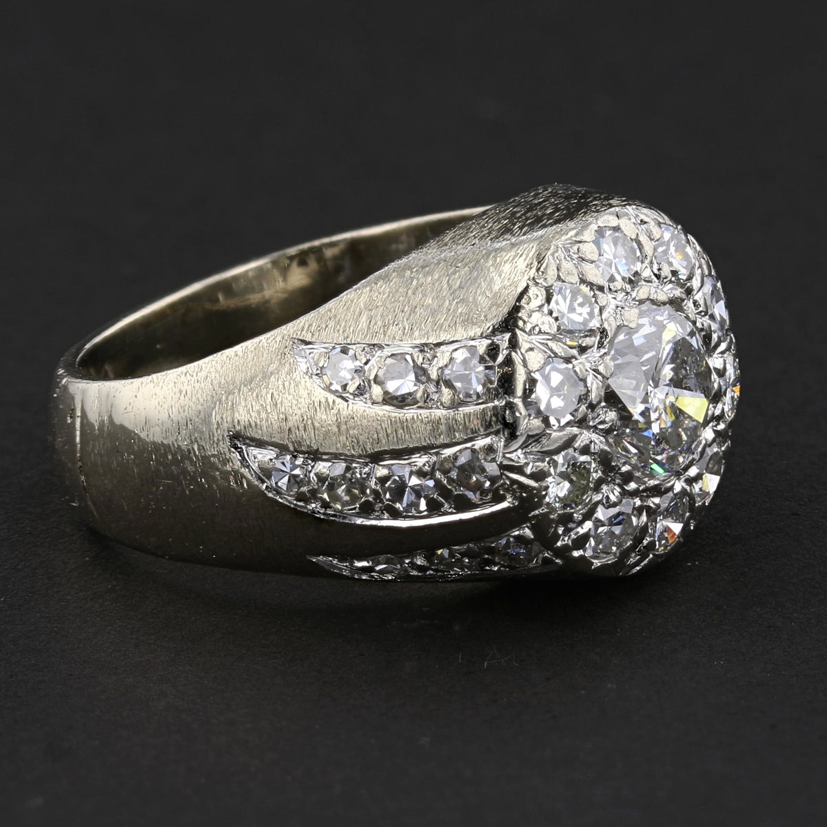 14K White Gold Diamond Ring .98ct Center Stone