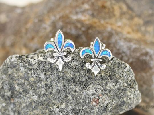 Sterling Silver Blue Opal Inlaid Earring