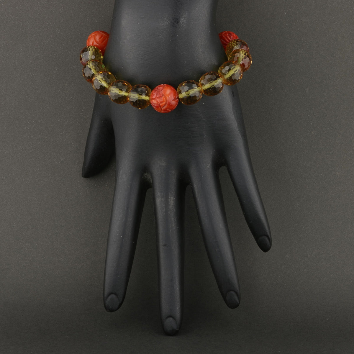 VooDooStone Bracelet with Carved Coral Accents