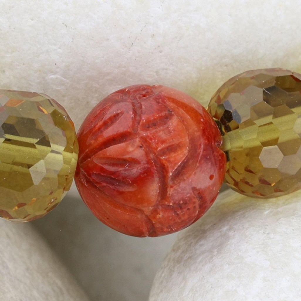 VooDooStone Bracelet with Carved Coral Accents