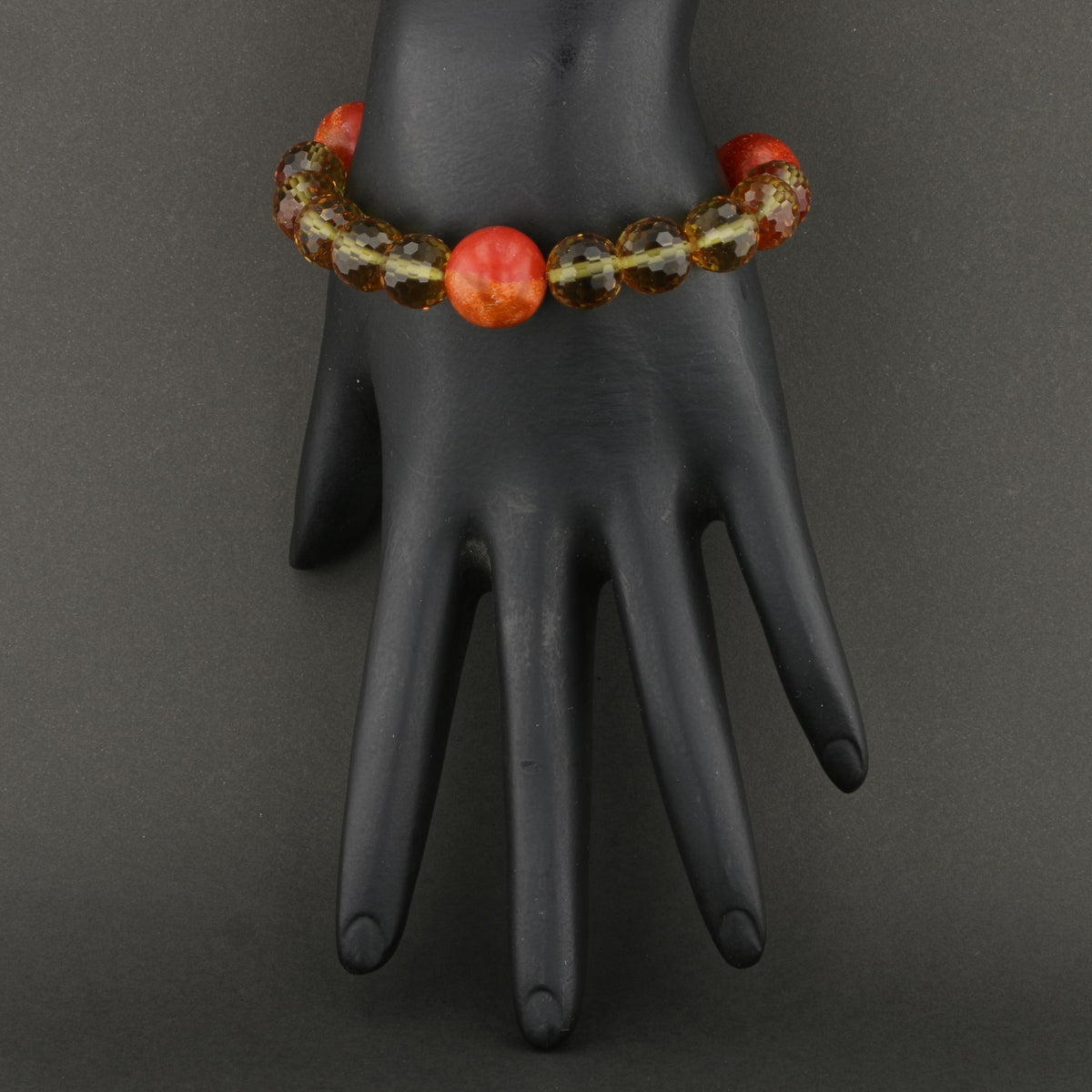 VooDooStone Bracelet with Carved Coral Accents