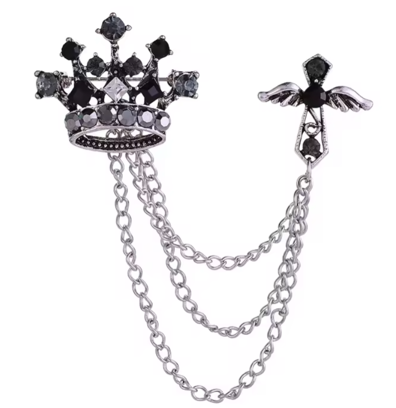 Crown Lapel Pins with Chain