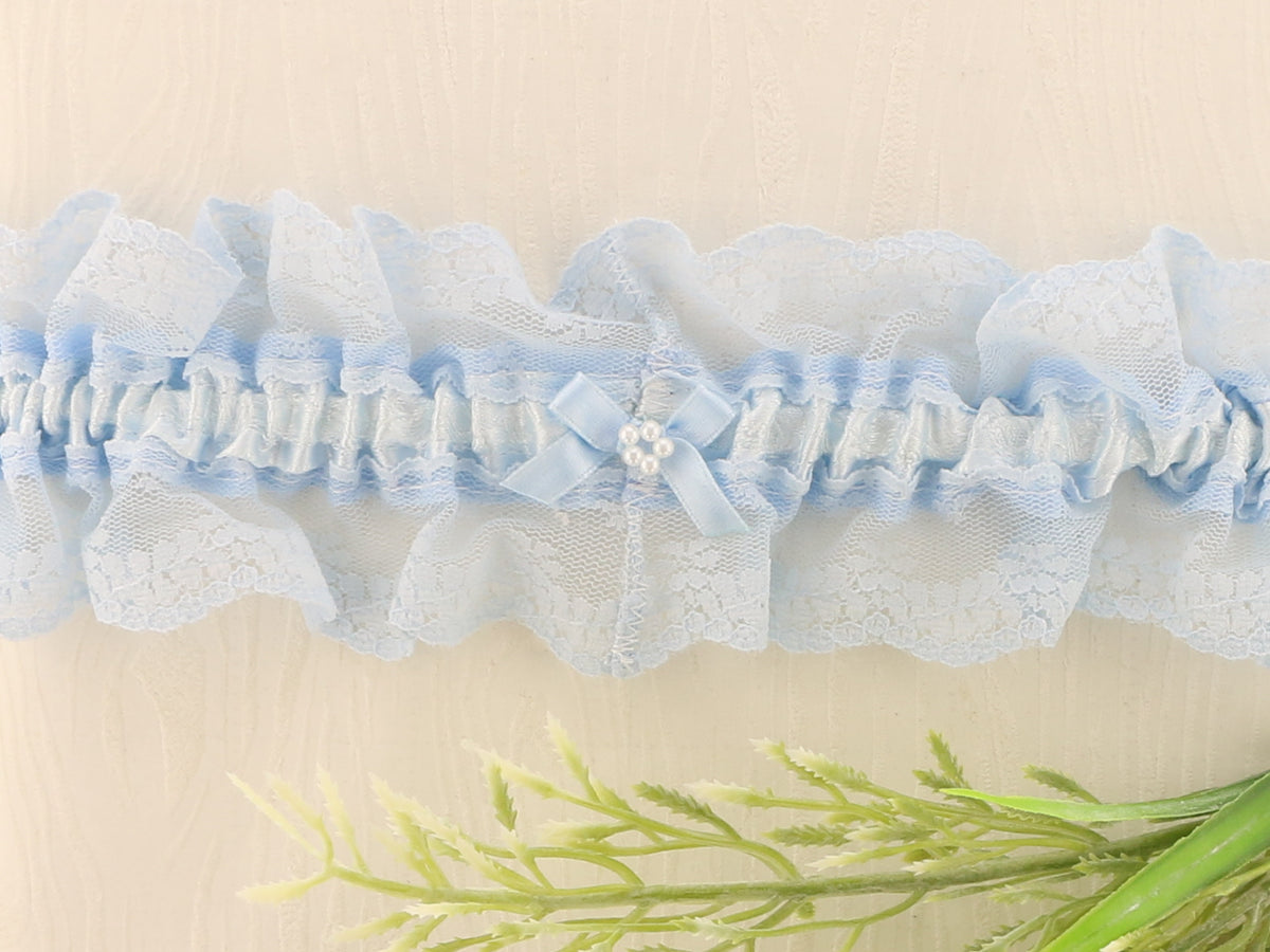 Elegant Blue Lace Wedding Garter| Handmade Victorian Style | Something Blue