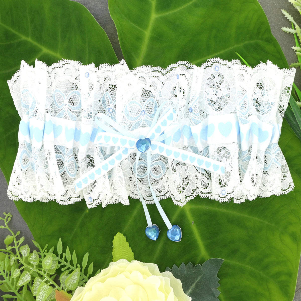 Something Blue' Voile Garter with Silver Trim | Handmade in England