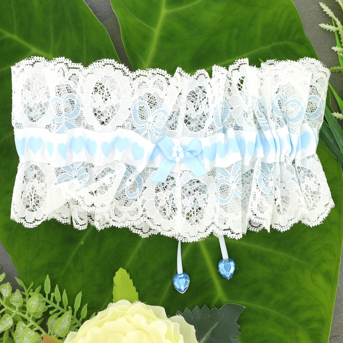 Something Blue' Voile Garter with Silver Trim | Handmade in England