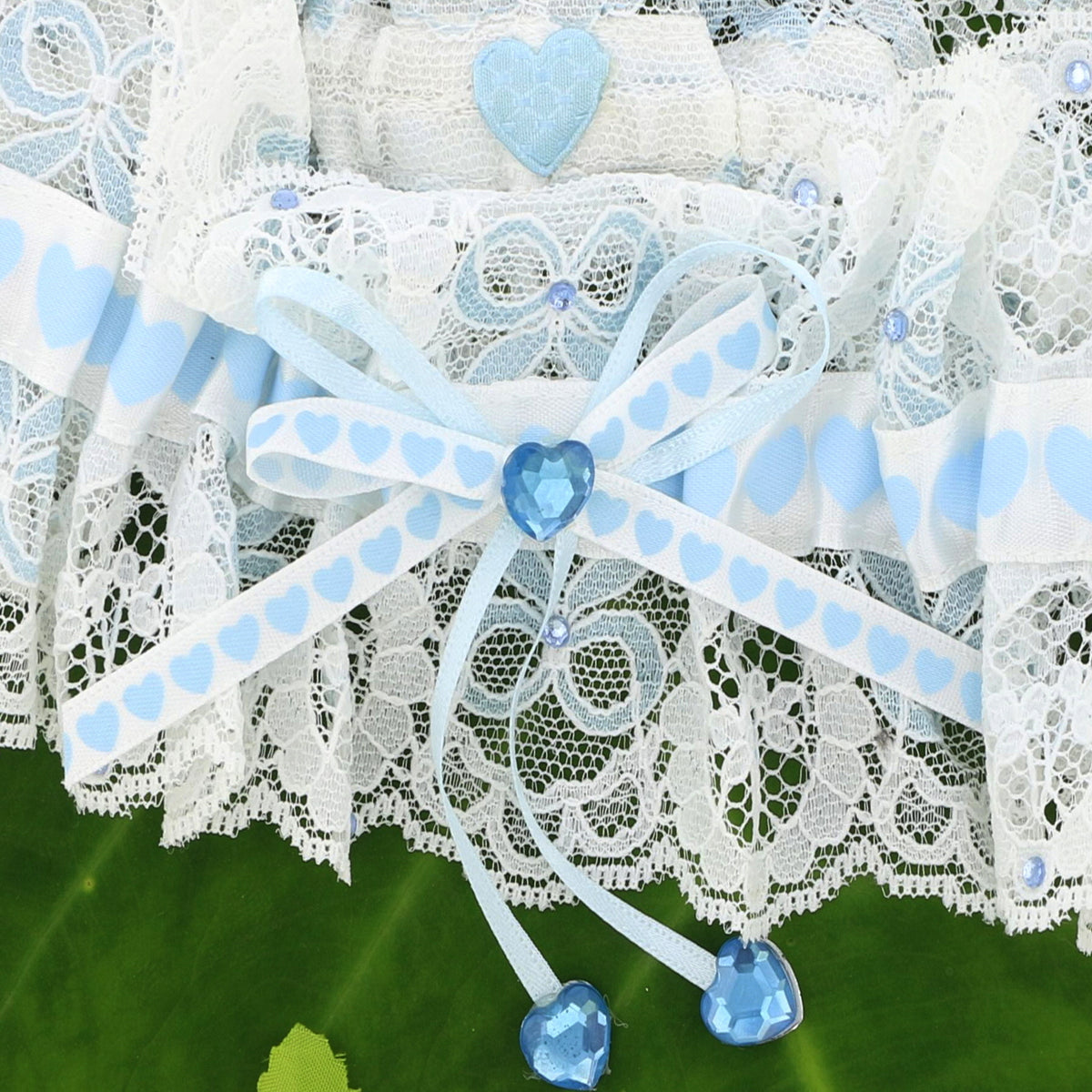 Something Blue' Voile Garter with Silver Trim | Handmade in England