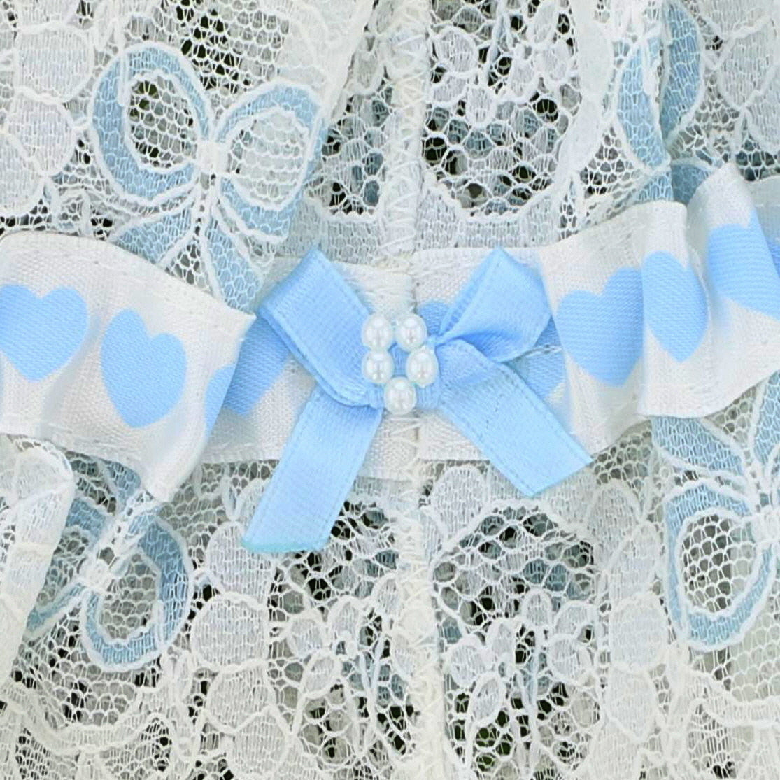 Something Blue' Voile Garter with Silver Trim | Handmade in England