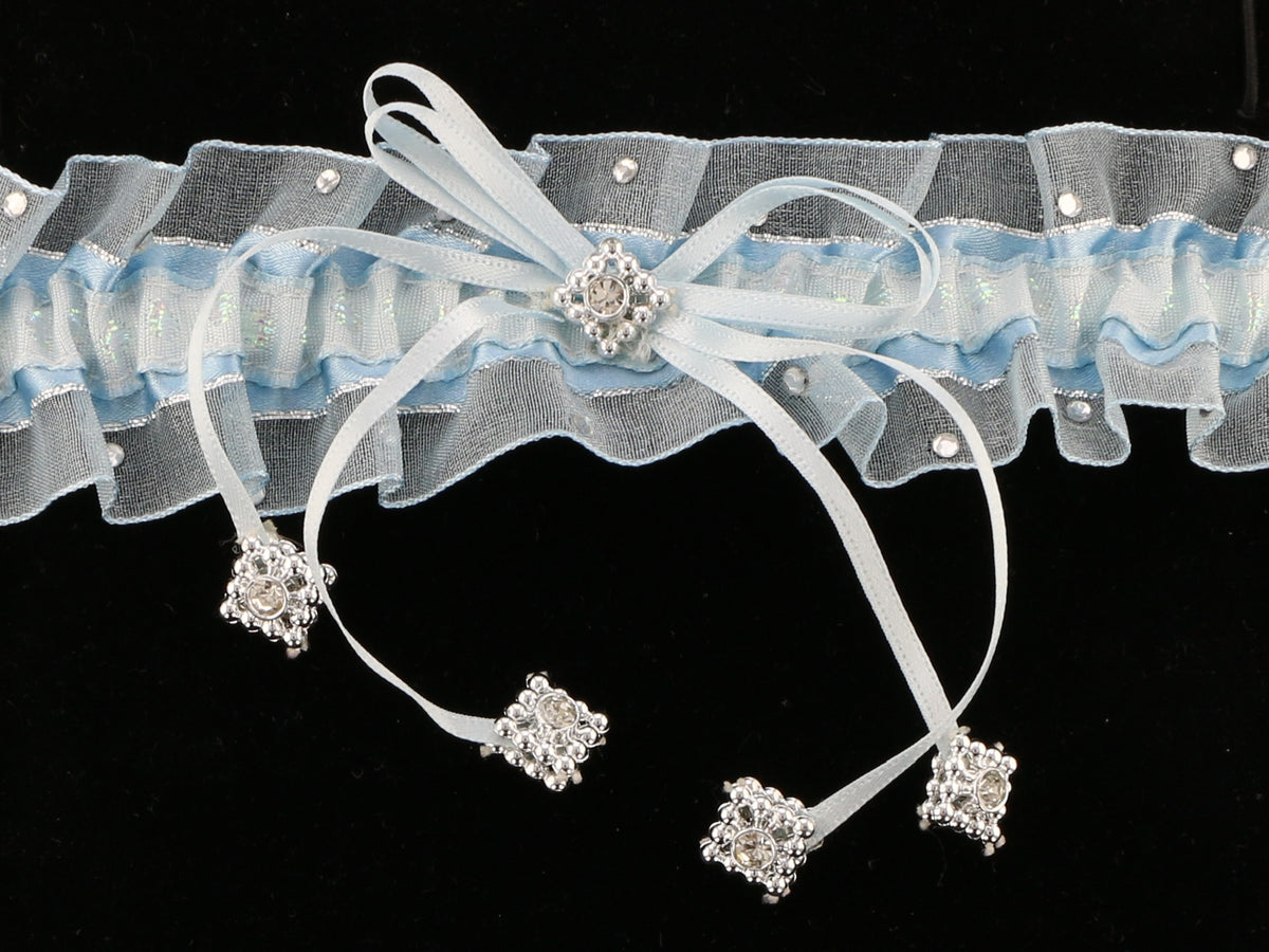 Something Blue' Voile Garter with Silver Trim | Handmade in England