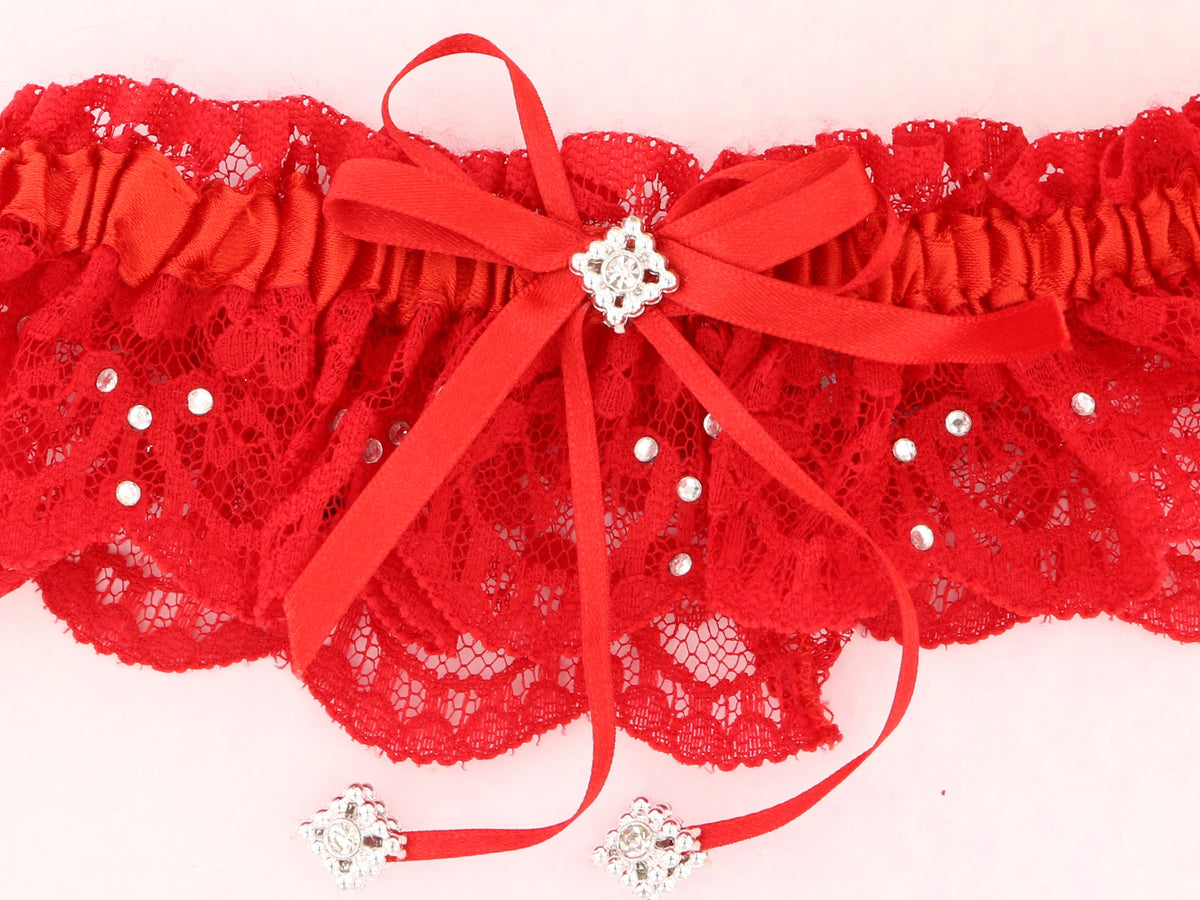 Luxurious Red Gigi Lace Bridal Garter & Toss Set