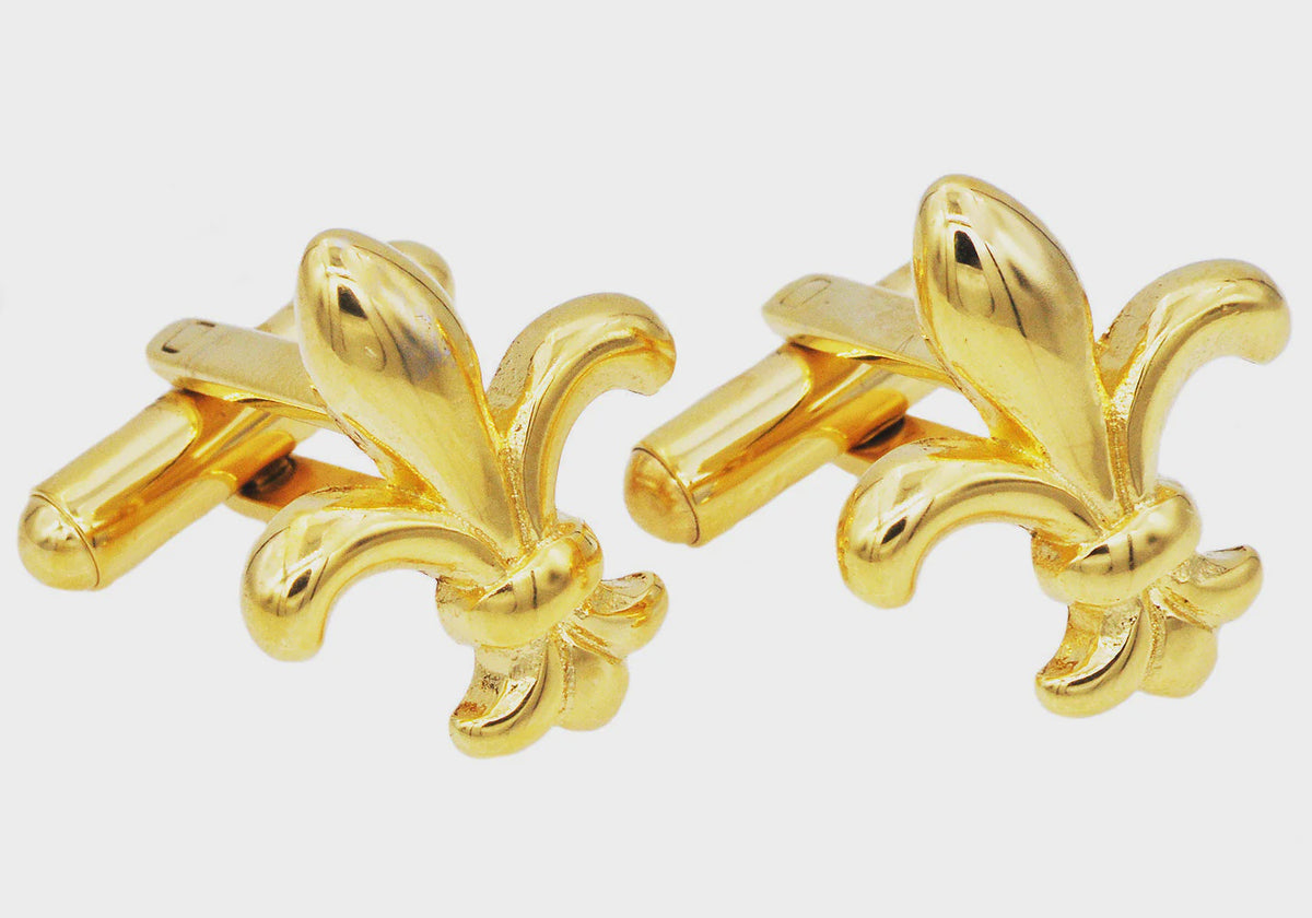 Fleur De Lis Gold Cufflinks