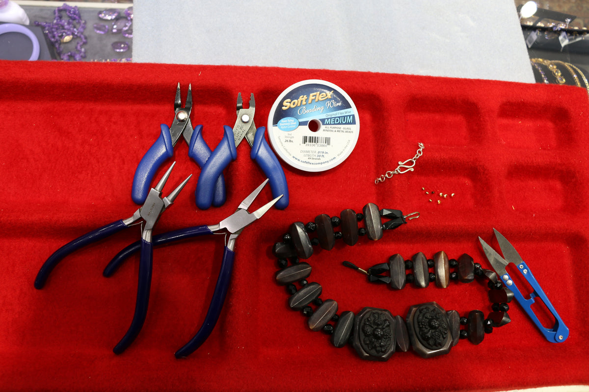 Antique Gutta Percha & Whitby Jet Cameo, French Jet Beads Necklace