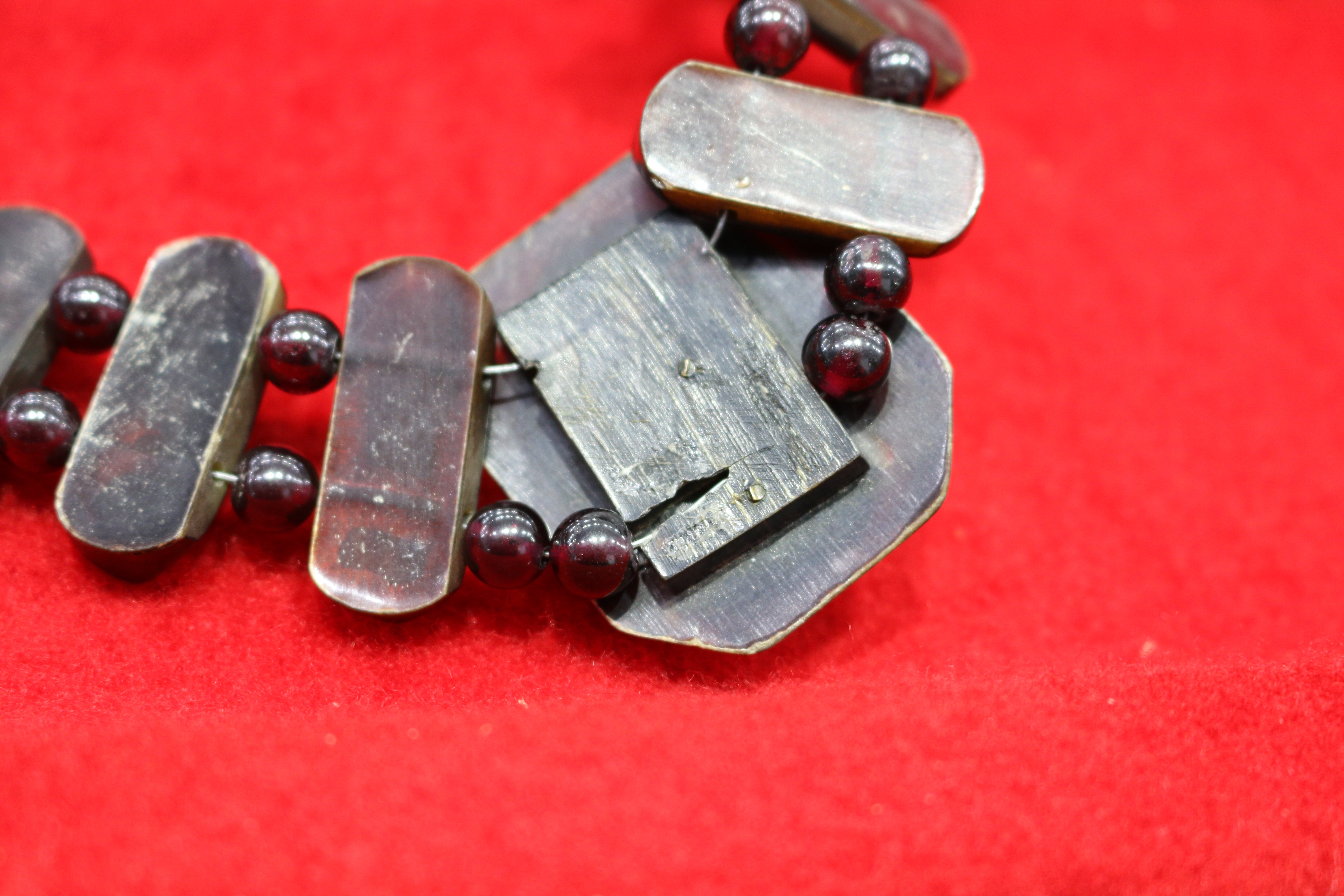 Antique Gutta Percha & Whitby Jet Cameo, French Jet Beads Necklace - David's Antiques & Jewelry