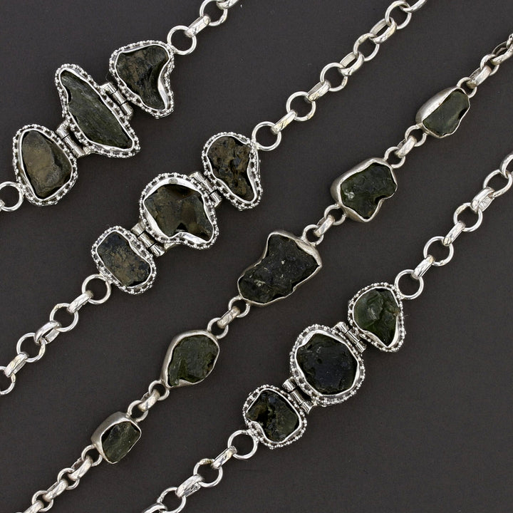 Moldavite Bracelets in 925 Sterling Silver