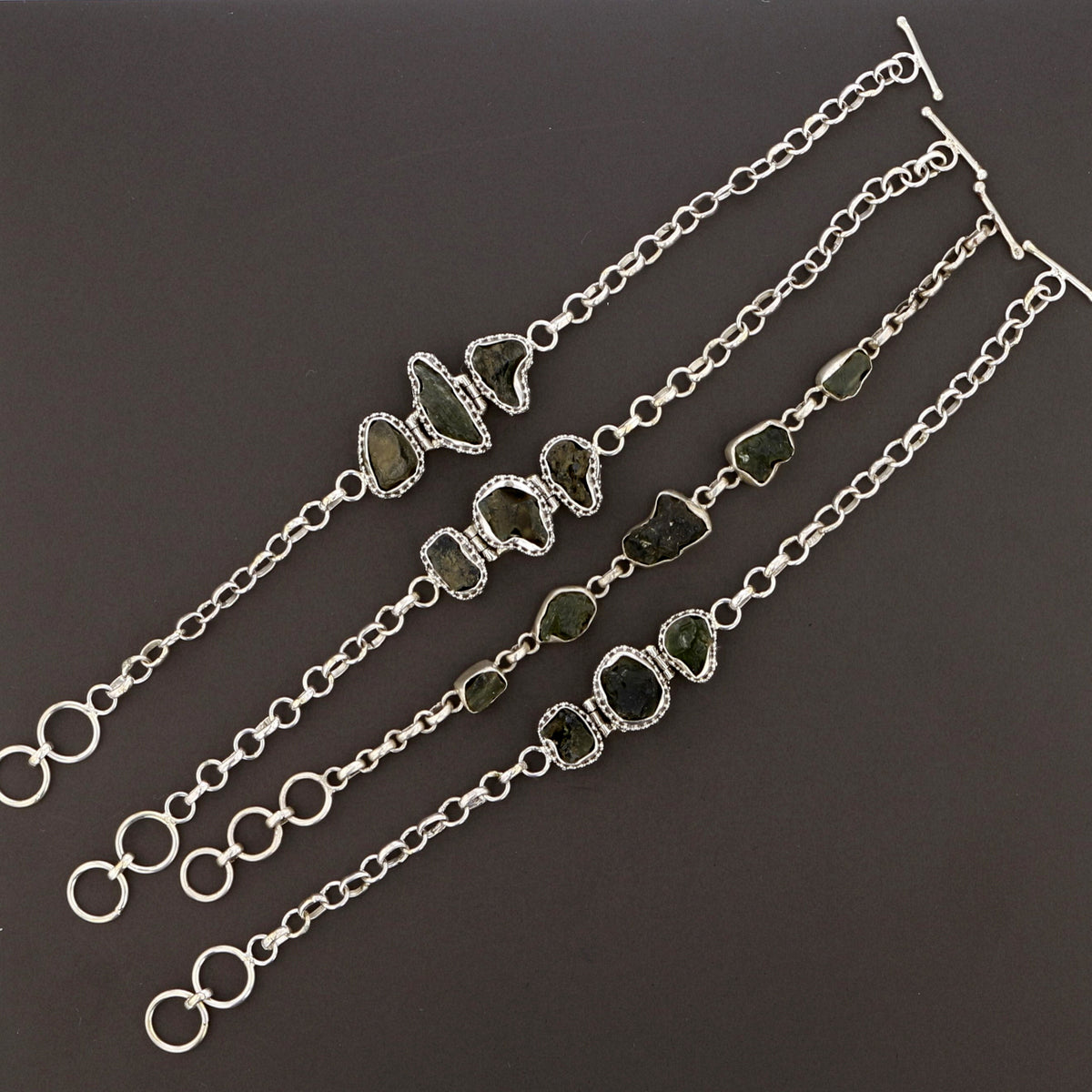 Moldavite Bracelets in 925 Sterling Silver