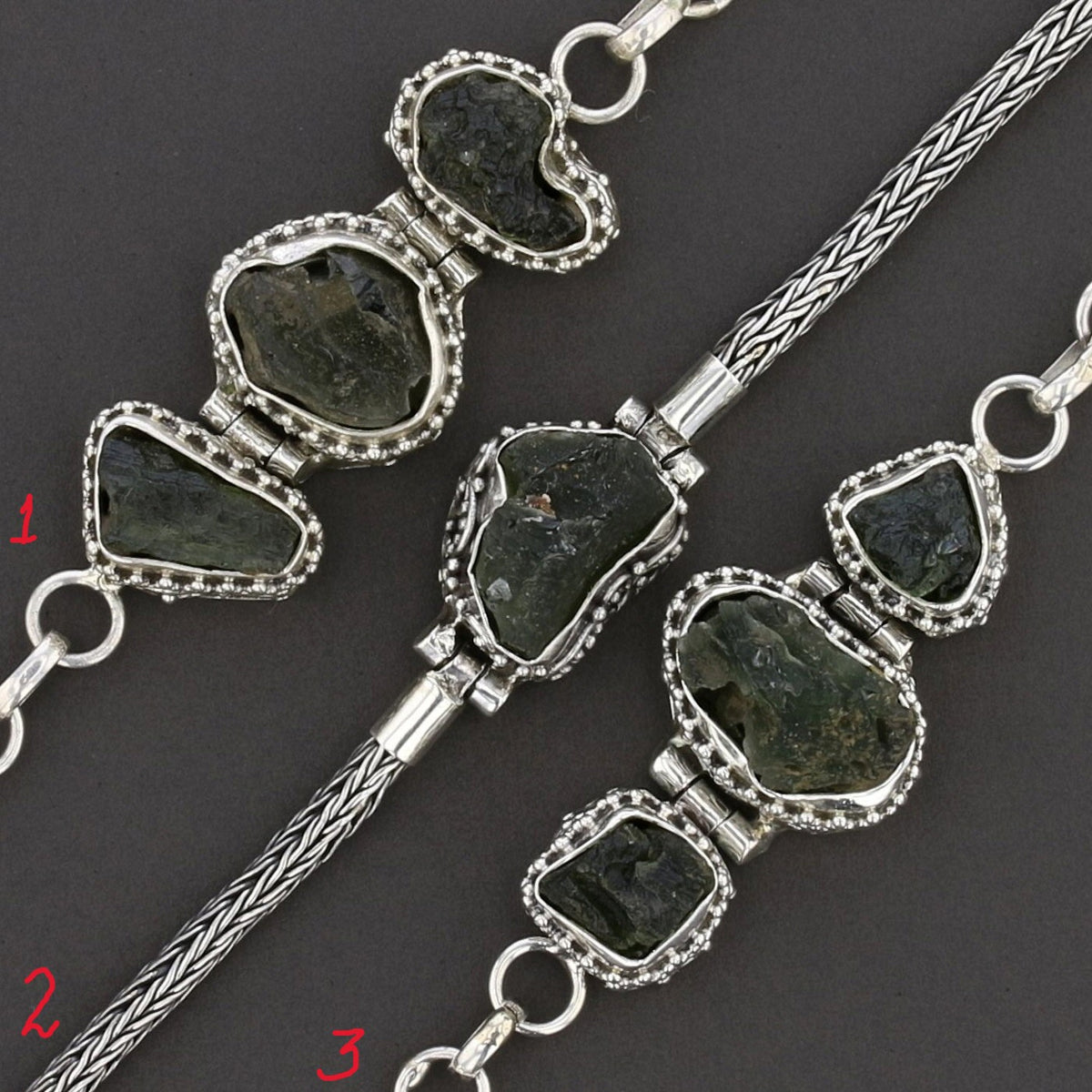 Moldavite Bracelets in 925 Sterling Silver