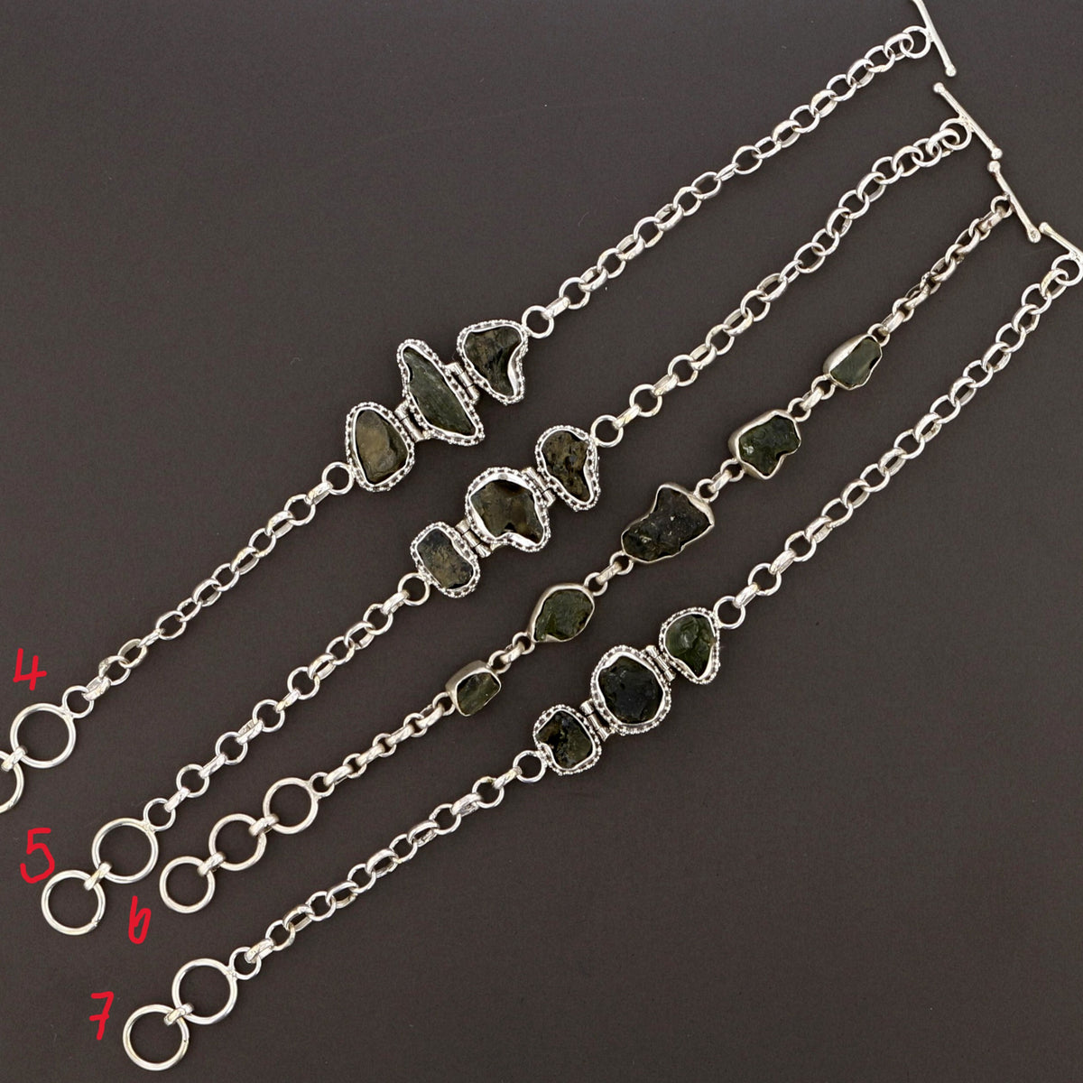 Moldavite Bracelets in 925 Sterling Silver