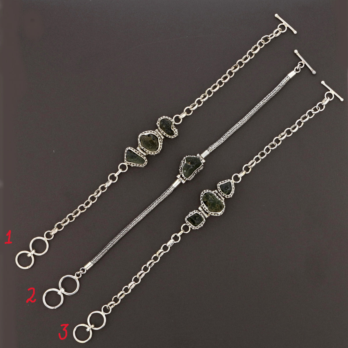 Moldavite Bracelets in 925 Sterling Silver