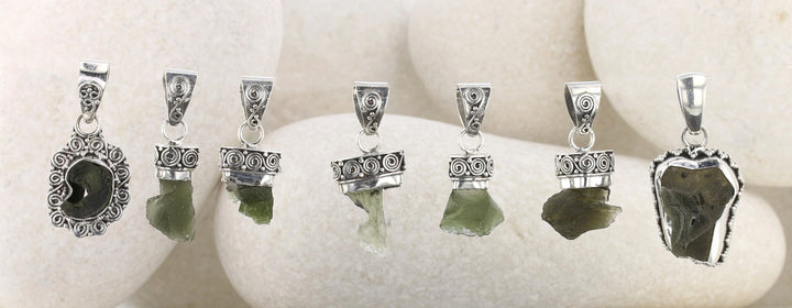 Moldavite Pendants  in 925 Sterling Silver