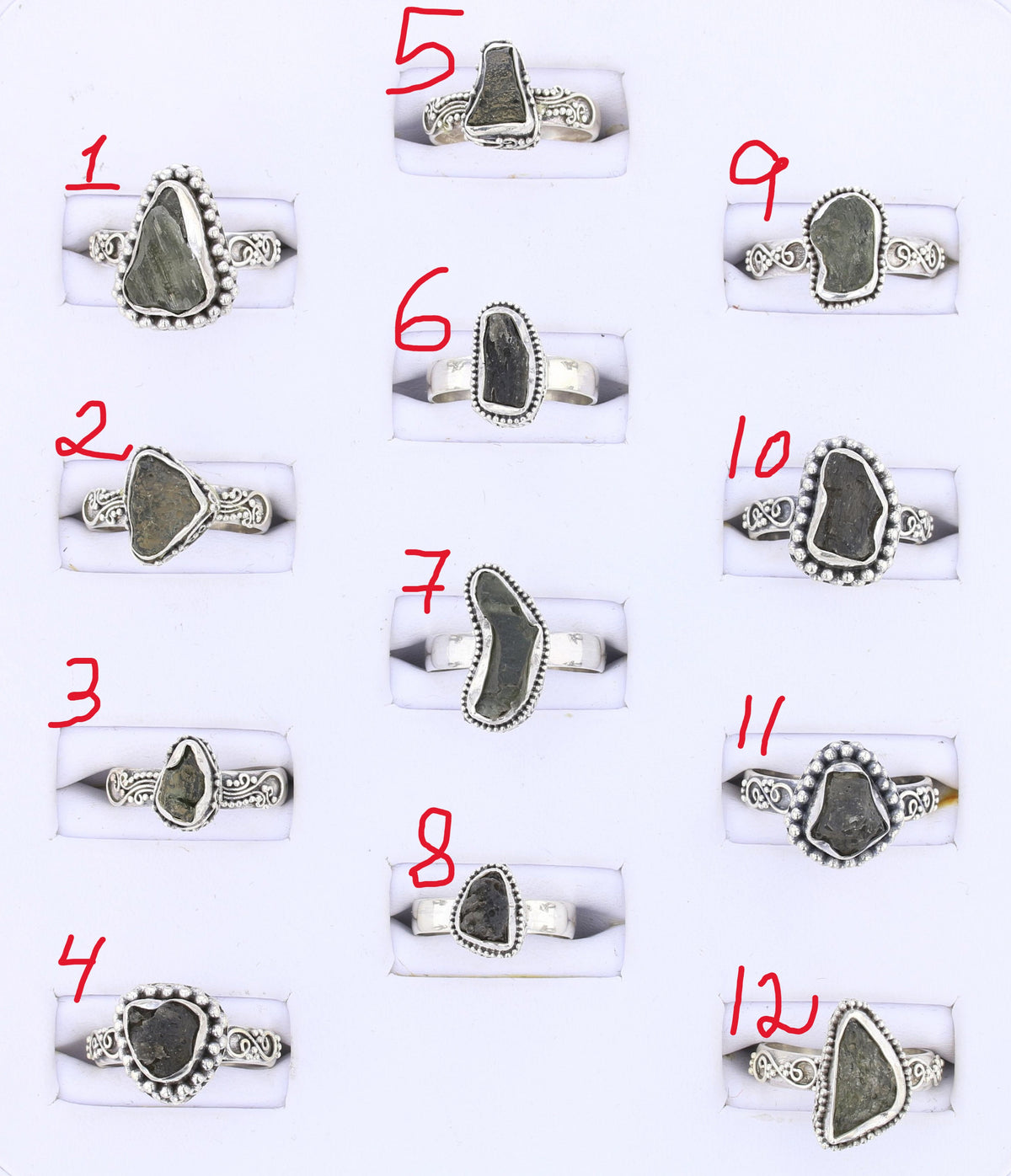 Moldavite Rings set in Sterling #1